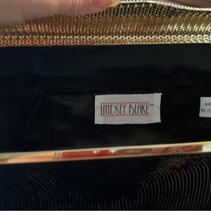 Black, sequined evening bag, Lindsay Blake.
